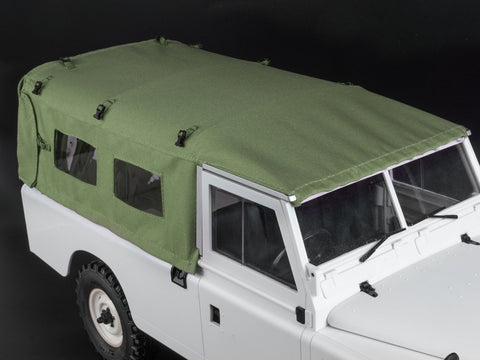 Boom Racing KUDU™ Full Canvas Soft Top & Hoop Set with Side Windows (Green) for Series Land Rover 109 for BRX02 109