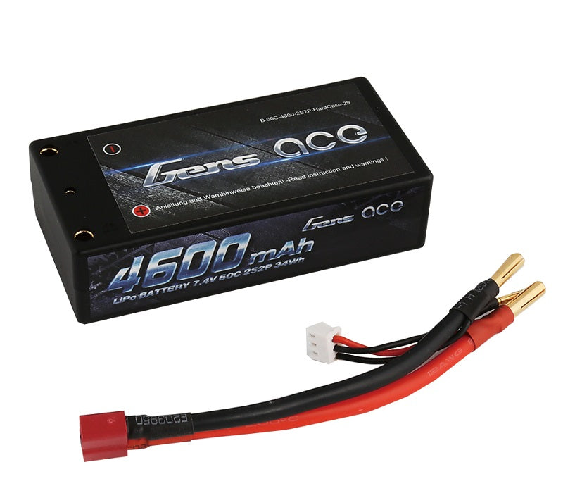 Gens Ace  Li-Po Car Hard Case 2S2P 7.4V 4600mAh 60C with 4mm to T-Type