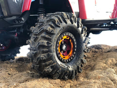 Boom Racing AGGRESSOR™ 1.9" GEKKO™ RED 4.75"x1.75" 120x44.5mm RC Crawler Tire + Rock Monster™ Green Foam Insert (2)