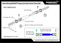 BADASS™ HD Steel Center Drive Shaft Set for Axial SCX10 II Kit Front & Rear (2) [Recon G6 Certified] for Axial SCX10 II