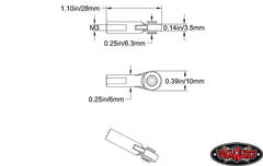 RC4WD M3 Long Straight Plastic Rod End (20x)