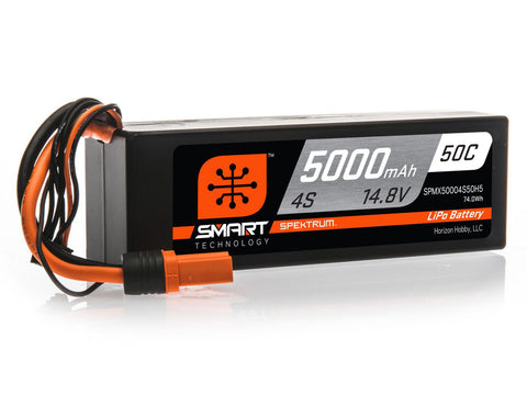 Spektrum Smart 5000mAh 4S 14.8V 50C Smart LiPo Hardcase; IC5