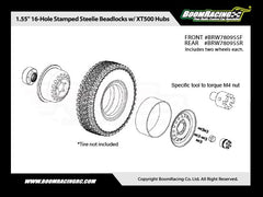 1.55" 16-Hole Classic Steelie Reversible Beadlock Wheels (F&R) w/ XT504 Hubs (4) Gun Metal