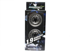 1.9 Badass Classic 16-Hole Steelie & CNC Aluminum Beadlock Wheels W/ Center Hubs (Rear) Gun Metal