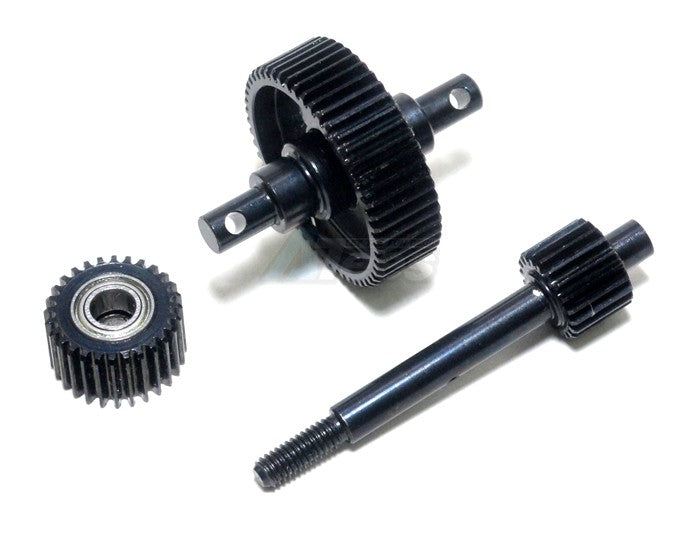 PM Racing Steel Center Drive Gears With Bearings (5x10x4mm-2pcs) - 3Pcs Set Black for Axial SCX10